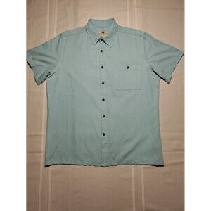 😎Island Shores Button Up Shirt Short Sleeves Light Blue Men's Size L🏄